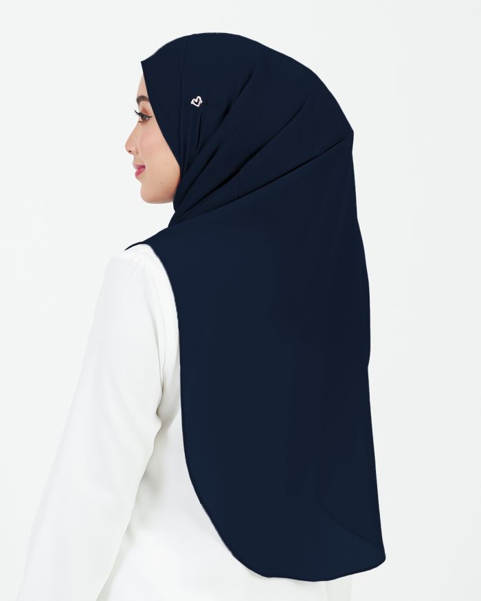Tudung Sarung Instant Chiffon Lustia (L) - Navy Blue - Image 4