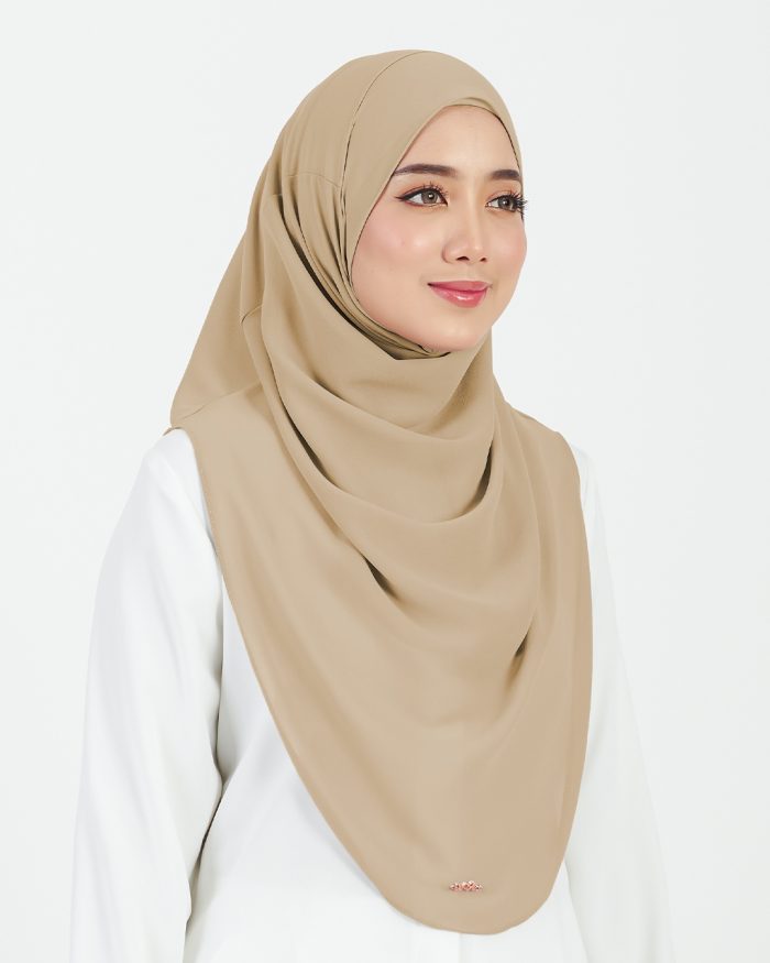 Tudung Sarung Instant Chiffon Lustia (L) - Nude - Image 3