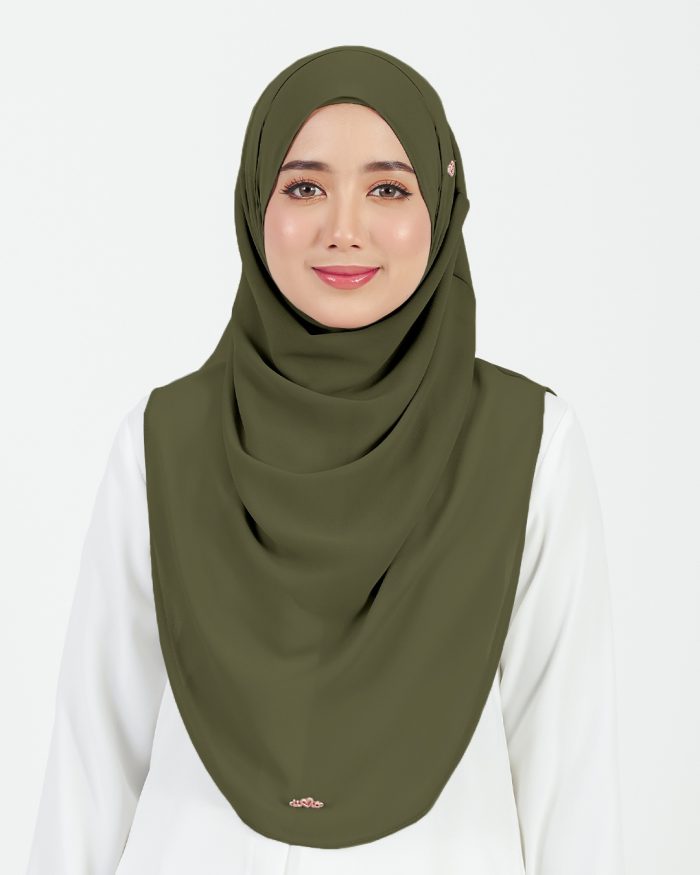 [AS-IS] Tudung Sarung Instant Chiffon Lustia (L) - Olive Green
