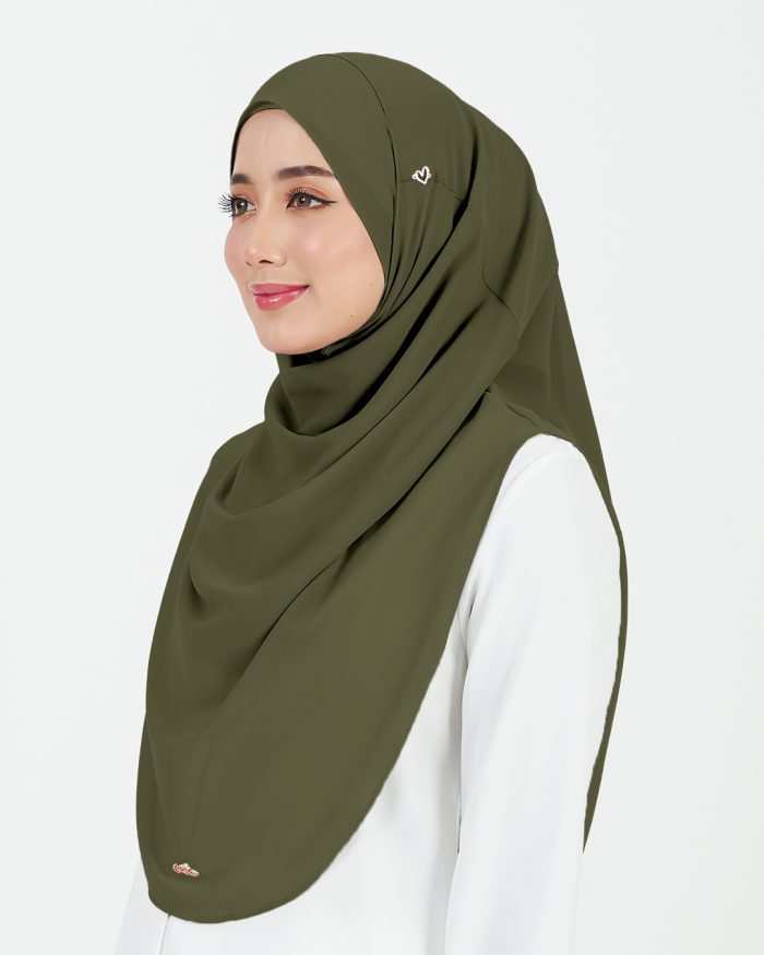 [AS-IS] Tudung Sarung Instant Chiffon Lustia (L) - Olive Green - Image 2