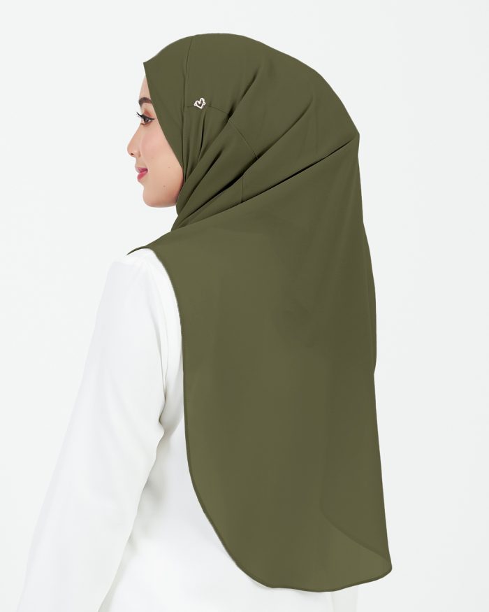 [AS-IS] Tudung Sarung Instant Chiffon Lustia (L) - Olive Green - Image 4