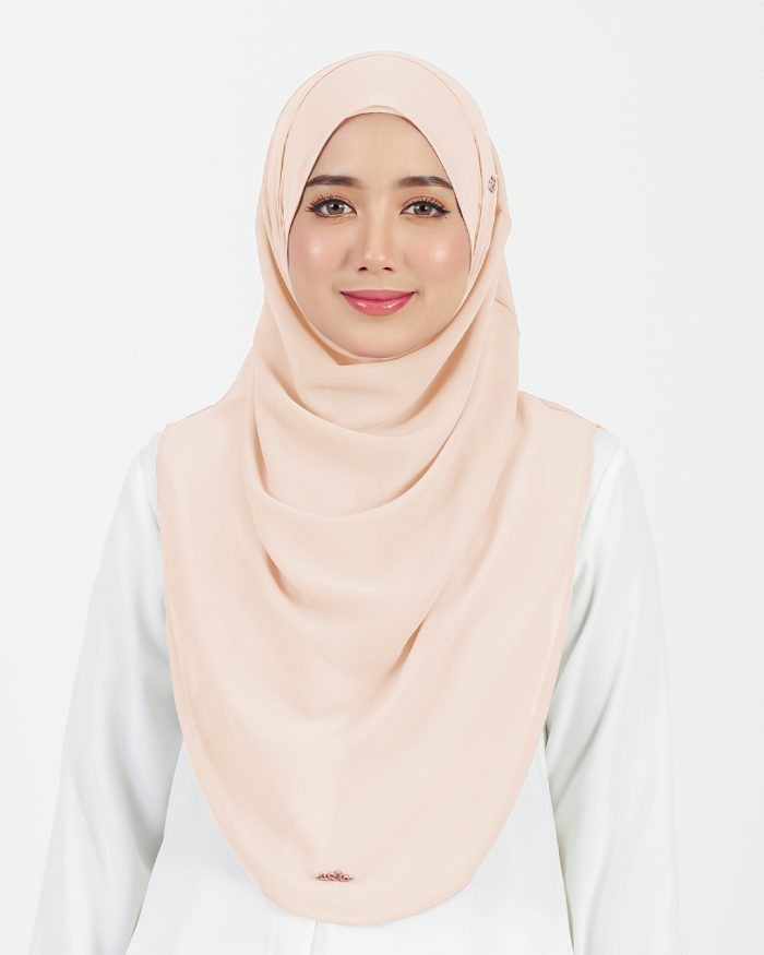 Tudung Sarung Instant Chiffon Lustia (L) - Pink Crepe