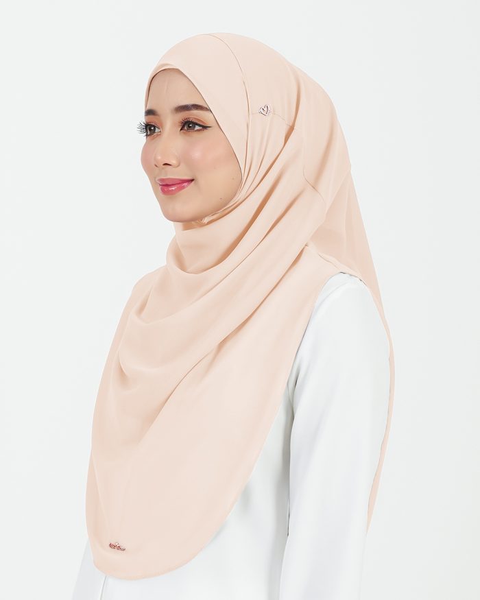 Tudung Sarung Instant Chiffon Lustia (L) - Pink Crepe - Image 2