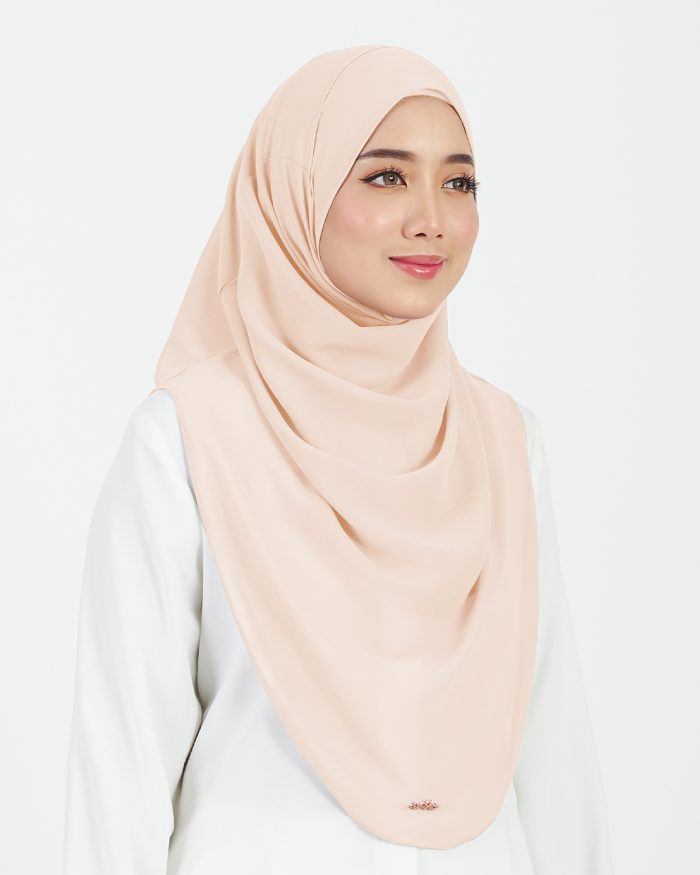 Tudung Sarung Instant Chiffon Lustia (L) - Pink Crepe - Image 3