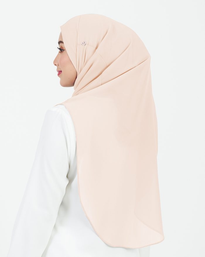 Tudung Sarung Instant Chiffon Lustia (L) - Pink Crepe - Image 4