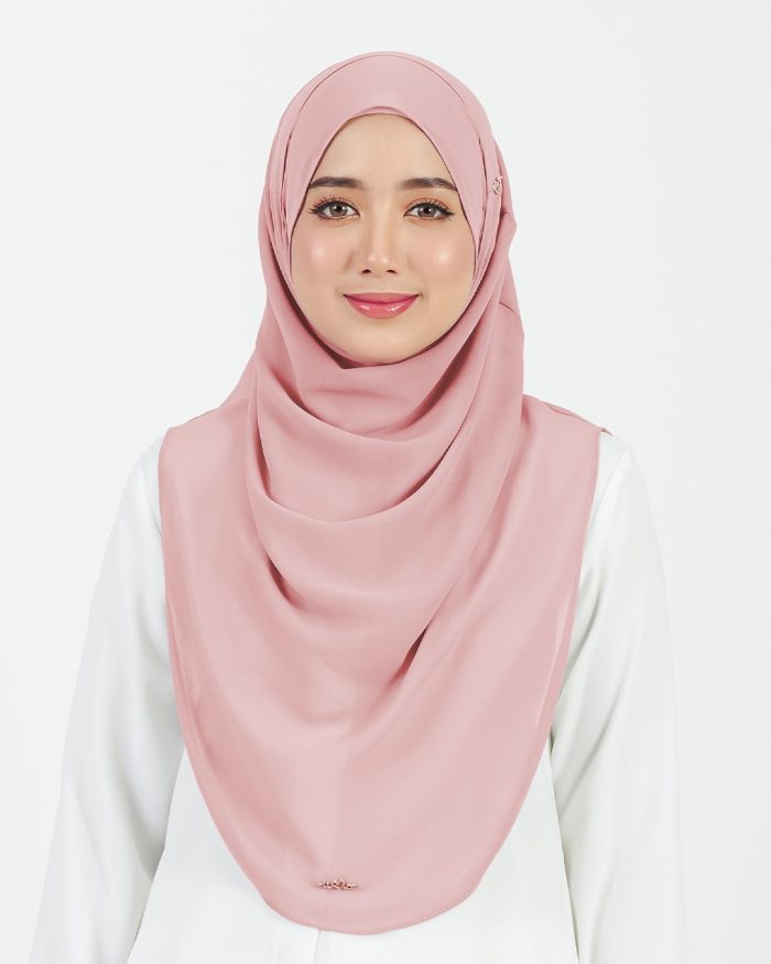Tudung Sarung Instant Chiffon Lustia (L) - Rose Pink
