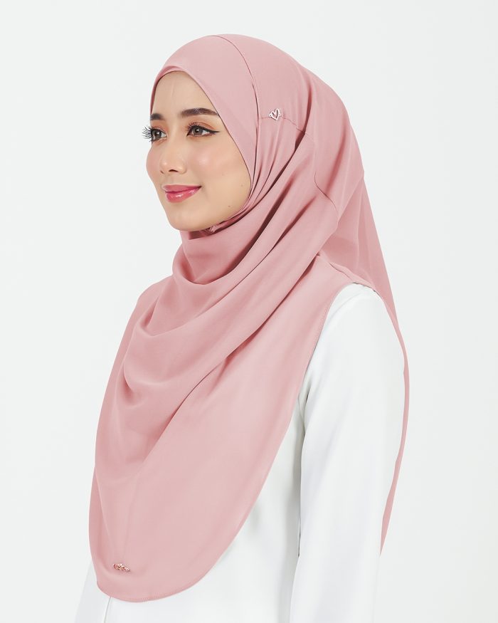 Tudung Sarung Instant Chiffon Lustia (L) - Rose Pink - Image 2