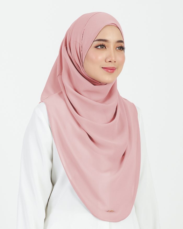 Tudung Sarung Instant Chiffon Lustia (L) - Rose Pink - Image 3