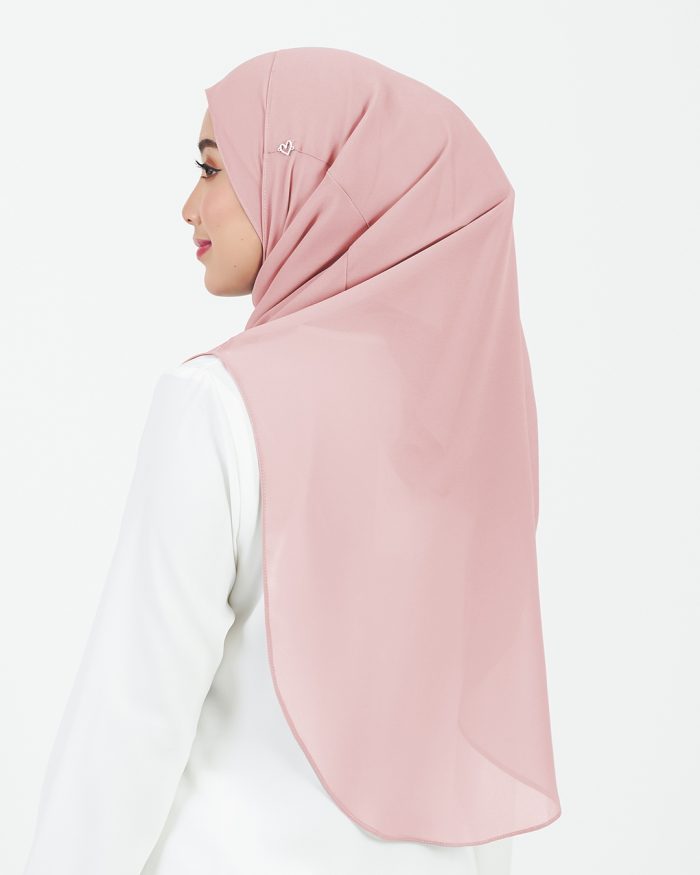 Tudung Sarung Instant Chiffon Lustia (L) - Rose Pink - Image 4