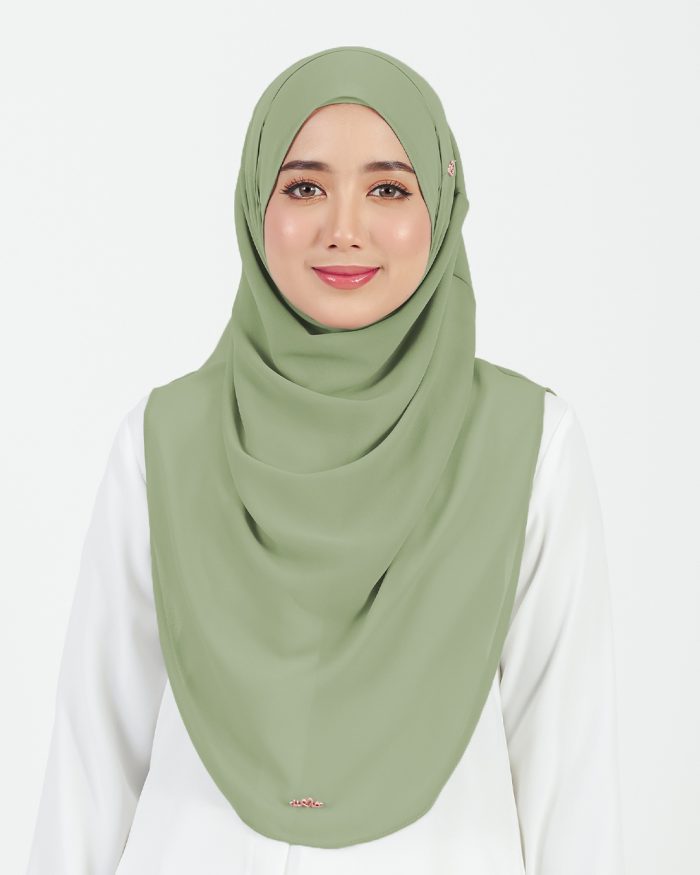 Tudung Sarung Instant Chiffon Lustia (L) - Sage Green