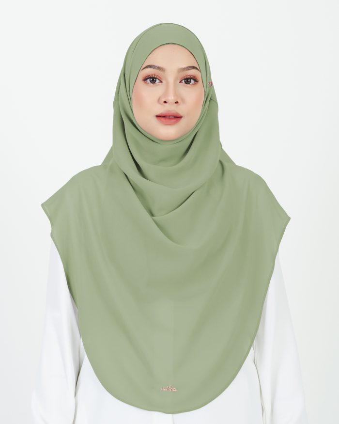 Tudung Sarung Instant Chiffon Lustia (XL) - Sage Green - Image 2