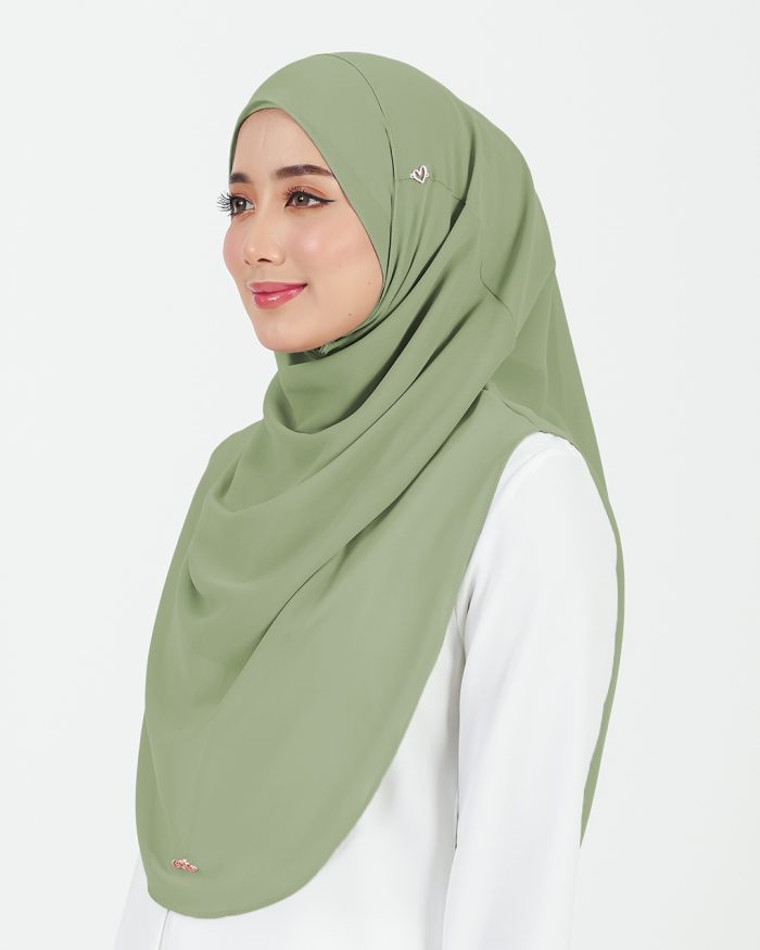 Tudung Sarung Instant Chiffon Lustia (L) - Sage Green - Image 4