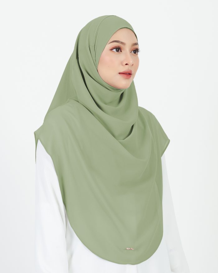 Tudung Sarung Instant Chiffon Lustia (XL) - Sage Green - Image 3