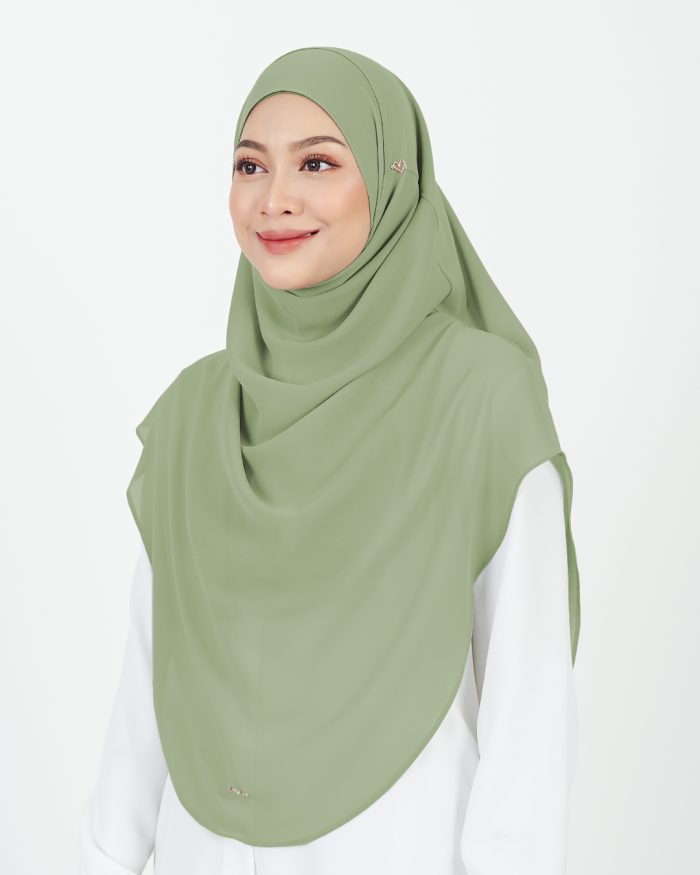 Tudung Sarung Instant Chiffon Lustia (XL) - Sage Green