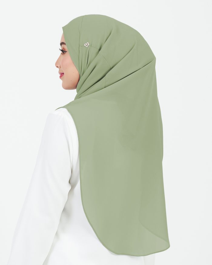 Tudung Sarung Instant Chiffon Lustia (L) - Sage Green - Image 3