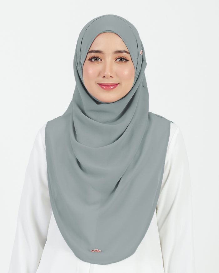 [AS-IS] Tudung Sarung Instant Chiffon Lustia (L) - Seal Grey