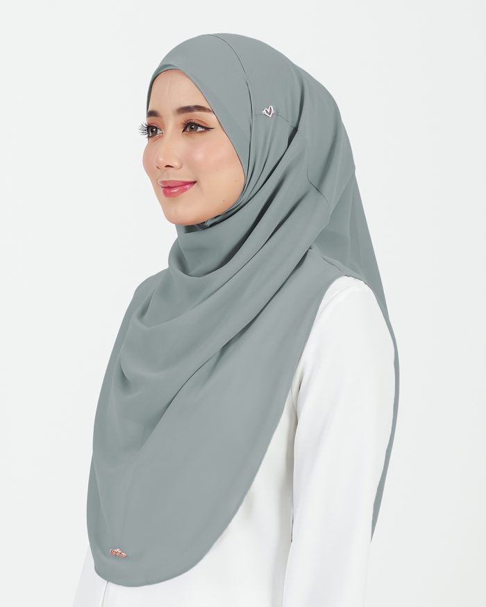 [AS-IS] Tudung Sarung Instant Chiffon Lustia (L) - Seal Grey - Image 2