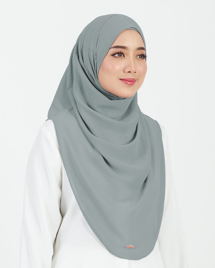 [AS-IS] Tudung Sarung Instant Chiffon Lustia (L) - Seal Grey - Image 3