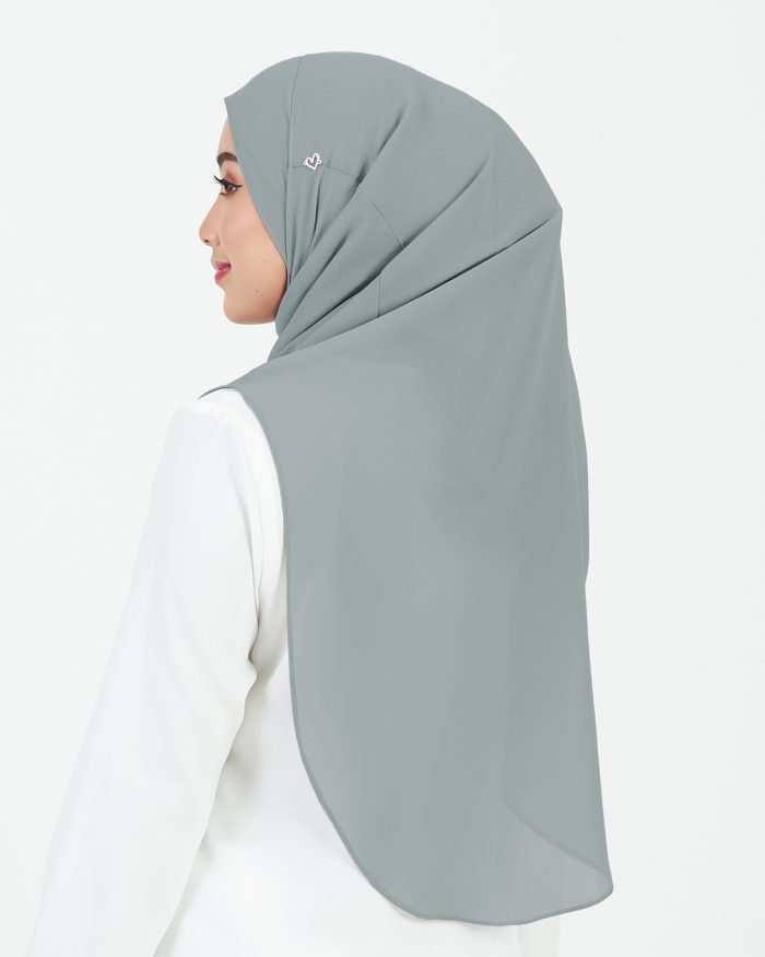 [AS-IS] Tudung Sarung Instant Chiffon Lustia (L) - Seal Grey - Image 4