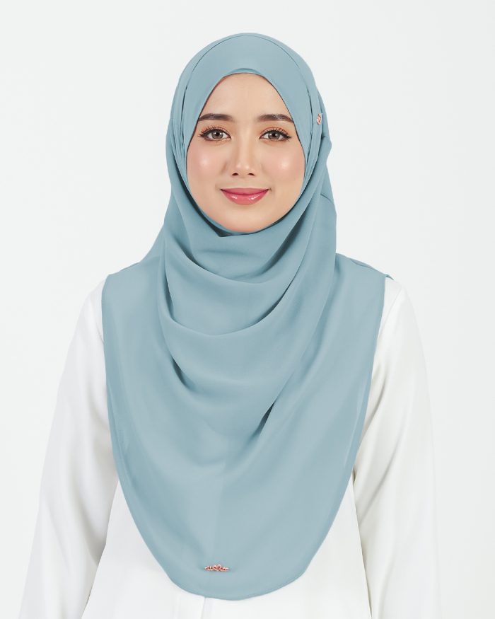 [AS-IS] Tudung Sarung Instant Chiffon Lustia (L) - Soft Blue