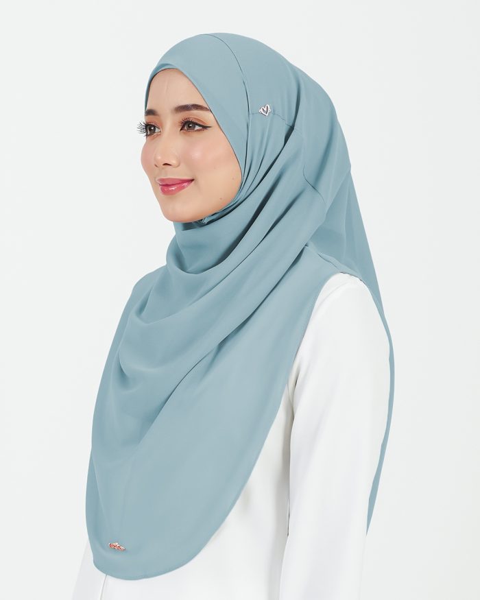 [AS-IS] Tudung Sarung Instant Chiffon Lustia (L) - Soft Blue - Image 3