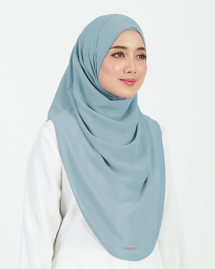 [AS-IS] Tudung Sarung Instant Chiffon Lustia (L) - Soft Blue - Image 2