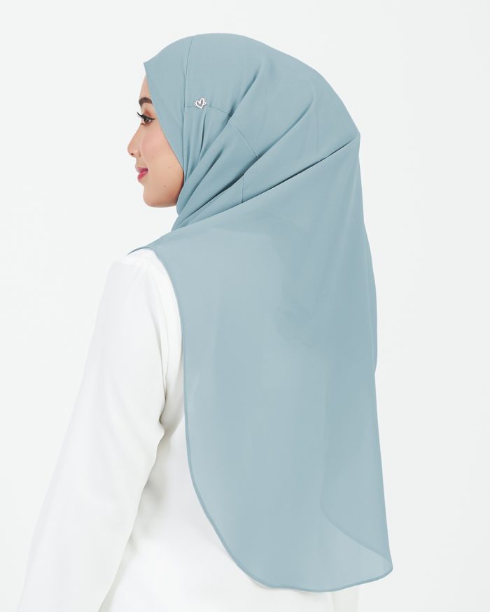 [AS-IS] Tudung Sarung Instant Chiffon Lustia (L) - Soft Blue - Image 4