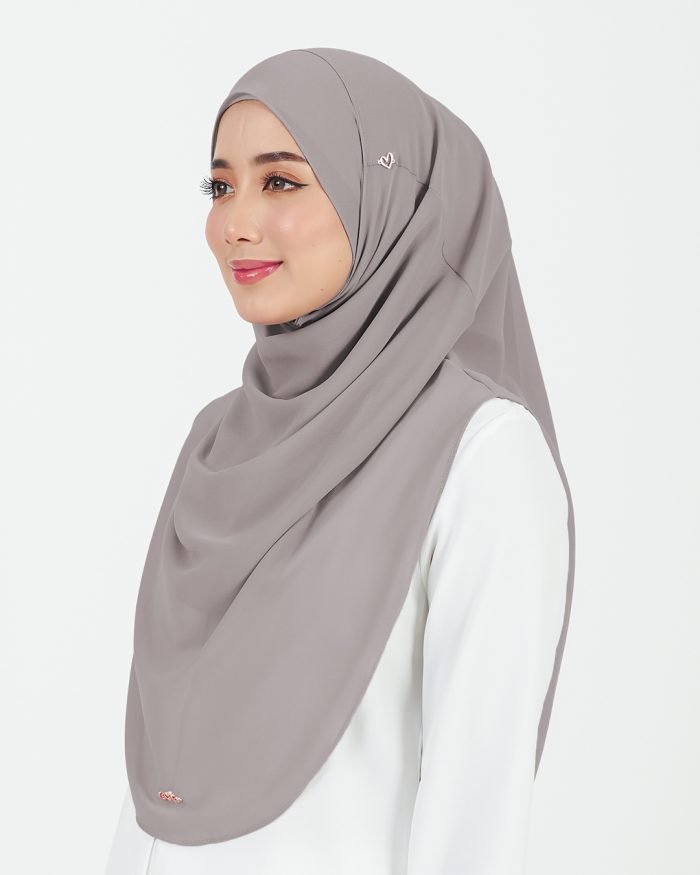 Tudung Sarung Instant Chiffon Lustia (L) - Thistle Grey - Image 2