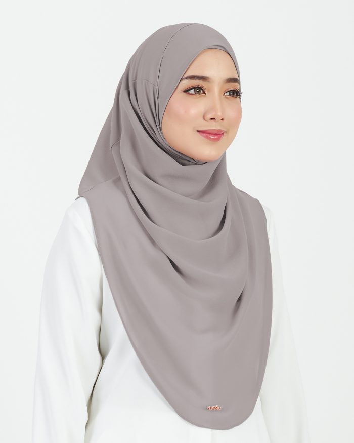 Tudung Sarung Instant Chiffon Lustia (L) - Thistle Grey - Image 3