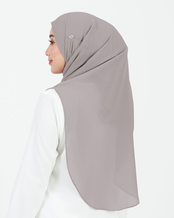 Tudung Sarung Instant Chiffon Lustia (L) - Thistle Grey - Image 4