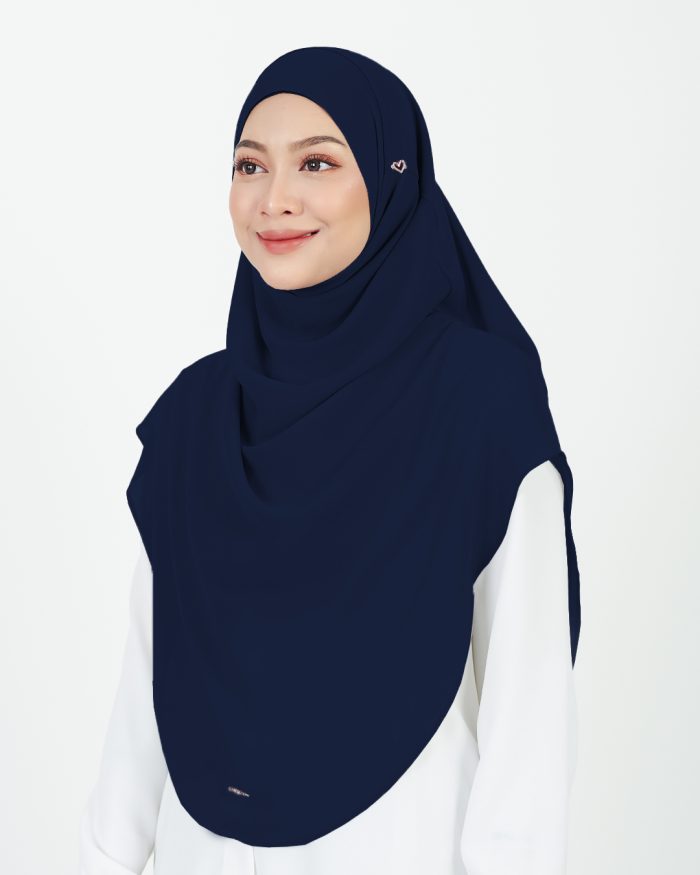 Tudung Sarung Instant Chiffon Lustia (XL) - Midnight Blue - Image 2