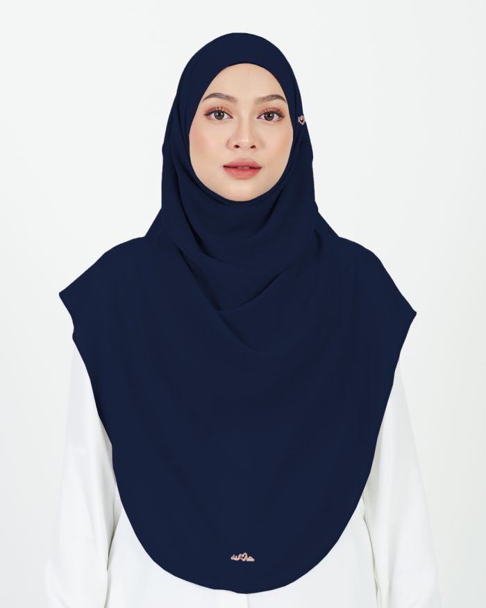 Tudung Sarung Instant Chiffon Lustia (XL) - Midnight Blue