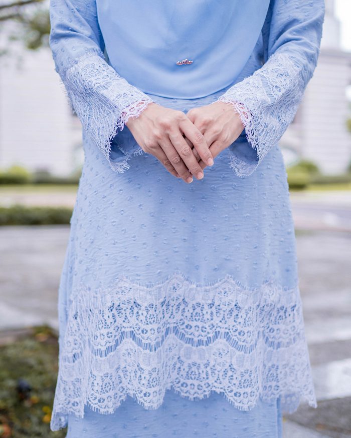 Baju Kurung Riau Lace Suzana - Sky Blue - Image 5