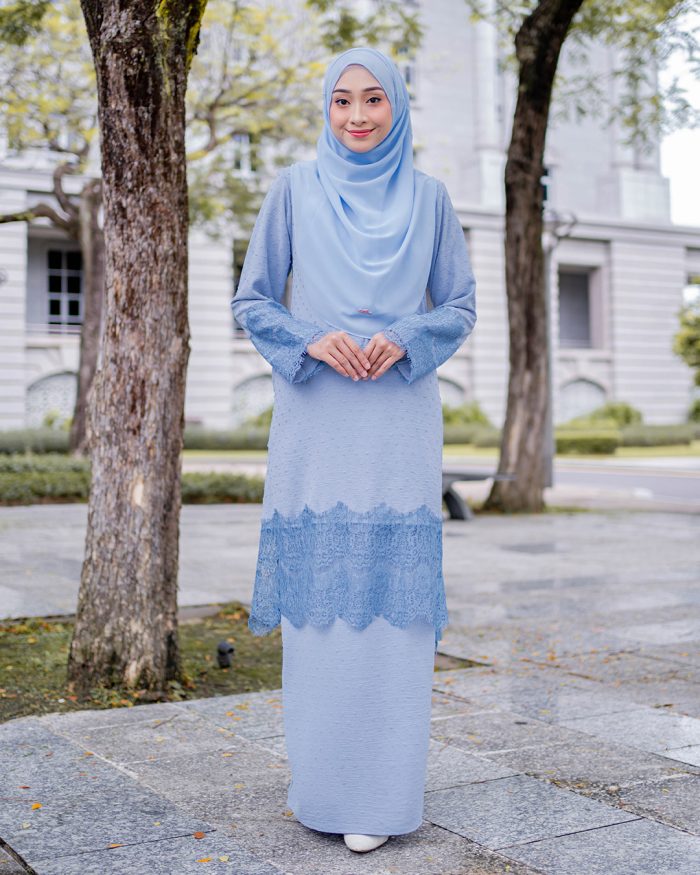 Baju Kurung Riau Lace Suzana - Slate Blue