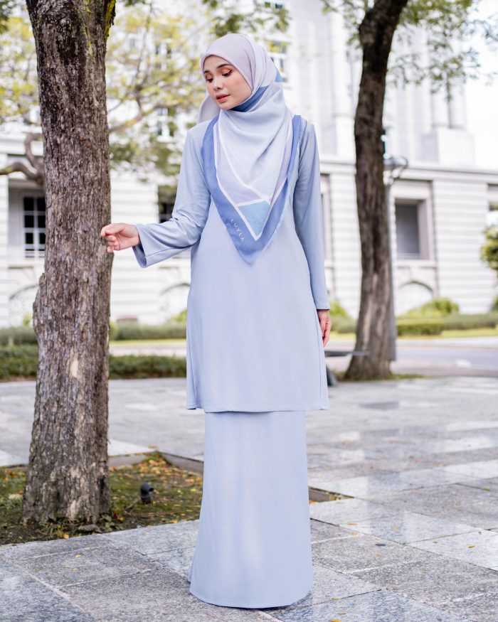 Baju Kurung Pahang Laura Plain 4.0 - Blush Gray