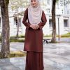 Baju Kurung Pahang Laura Plain 4.0 - Cocoa Brown - Image 2