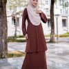 Baju Kurung Pahang Laura Plain 4.0 - Cocoa Brown - Image 3