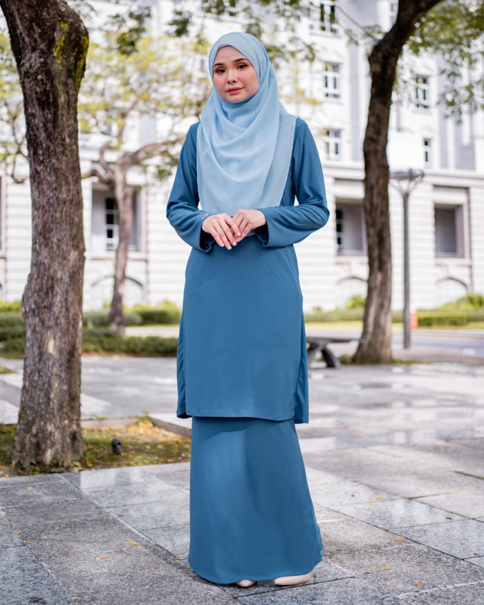 Baju Kurung Pahang Laura Plain 4.0 - Ice Teal