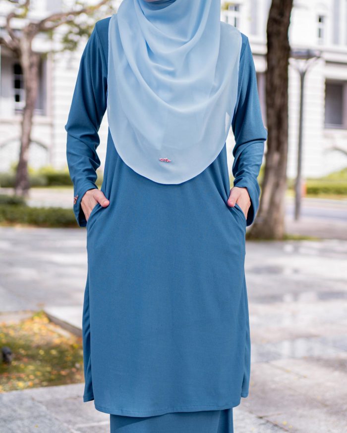 Baju Kurung Pahang Laura Plain 4.0 - Ice Teal - Image 4