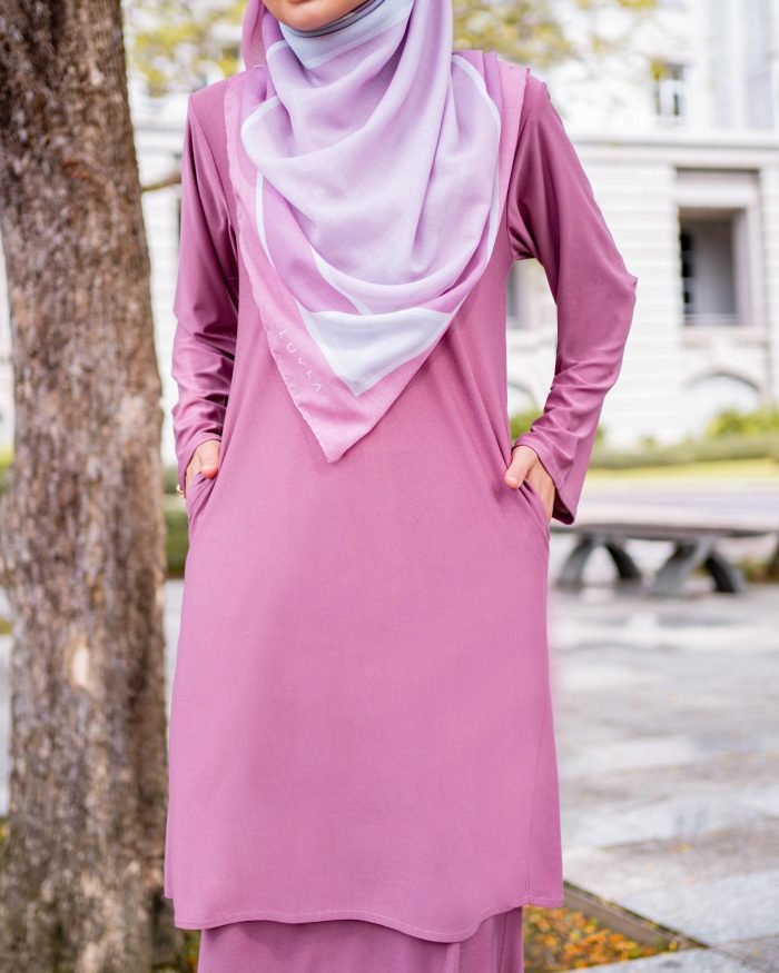 Baju Kurung Pahang Laura Plain 4.0 - Sweet Pink - Image 4