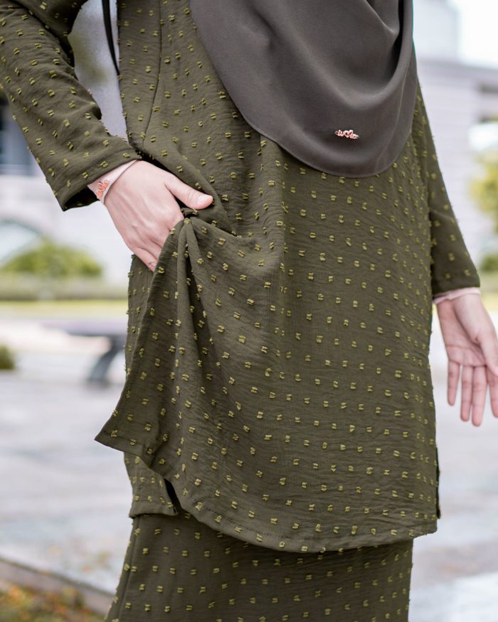 Baju Kurung Layli - Army Green - Image 4