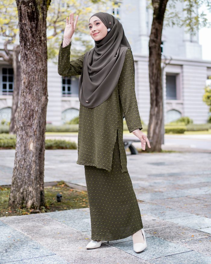 Baju Kurung Layli - Army Green - Image 2