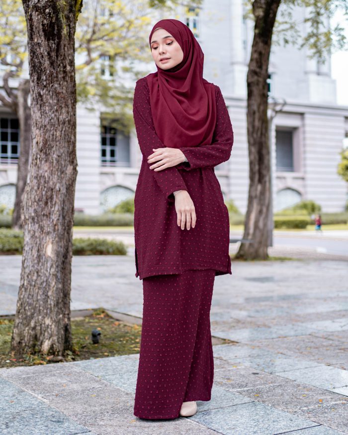 Baju Kurung Layli - Maroon - Image 2