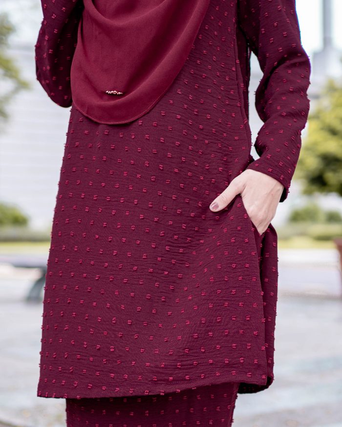 Baju Kurung Layli - Maroon - Image 5