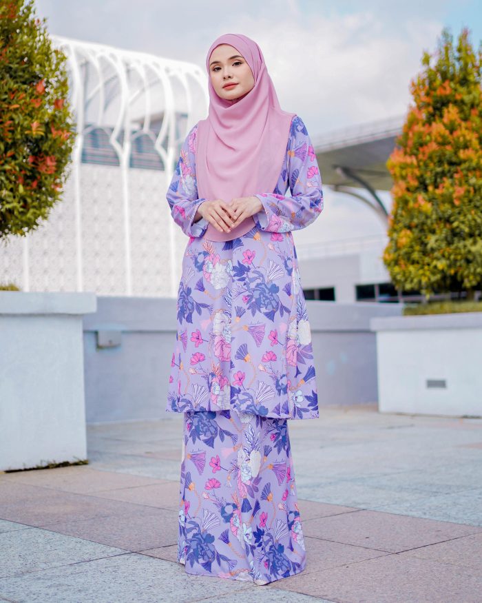 Baju Kurung Pahang Laura Printed 7.0 - Oisea Periwinkle