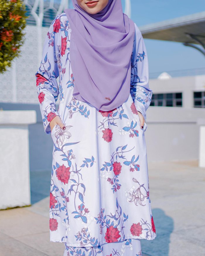 Baju Kurung Pahang Laura Printed 7.0 - Rose Magnum - Image 5