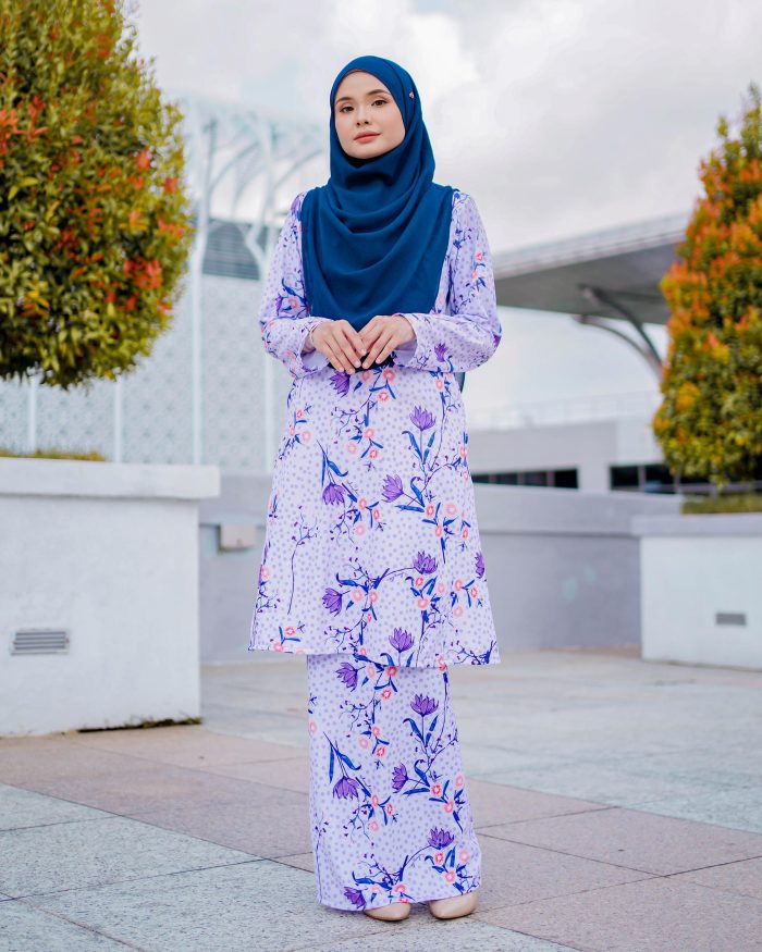 Baju Kurung Pahang Laura Printed 7.0 - Susan Purple