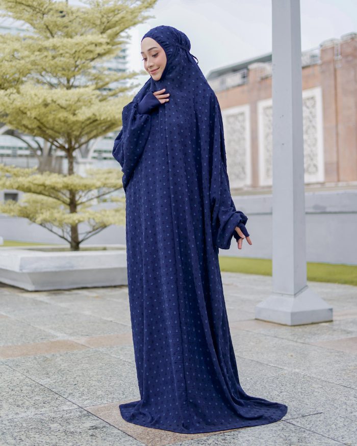 Telekung Rafeefa - Navy Blue - Image 3