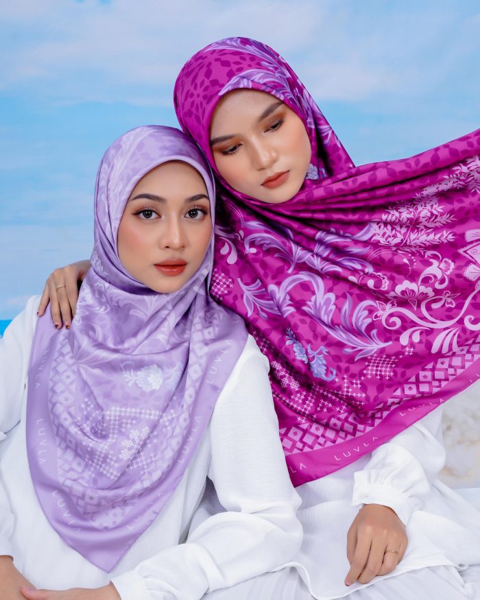 Tudung Bawal Satin Enchanted - Sunless Gloom - Image 5