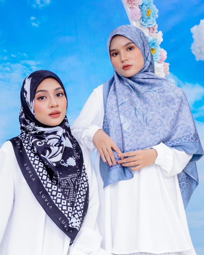 Tudung Bawal Satin Enchanted - Sunless Gloom - Image 4